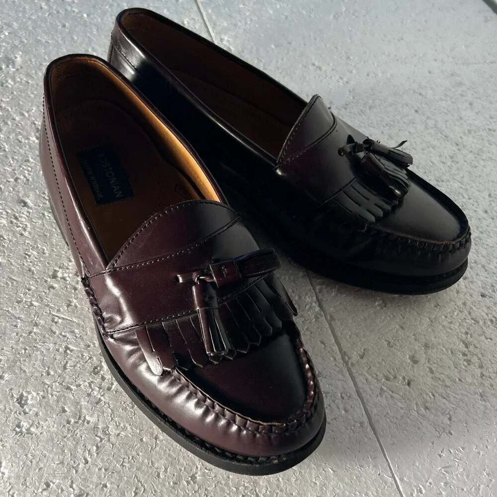 Bostonian SZ 8.5 Brown Leather Kilt & Tassel Flex Loafer Dress Luxury Office